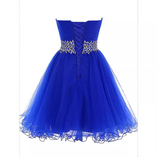 Sweetheart A-line Short Dress With Beaded Waist