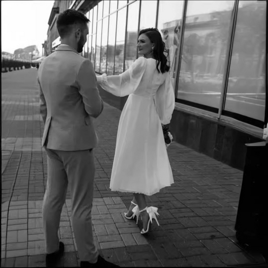 Elegant Long Sleeve Casual Summer Wedding Dress