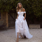 Off-the-Shoulder Boho Lace Beach Wedding Dress