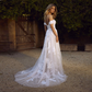 Off-the-Shoulder Boho Lace Beach Wedding Dress