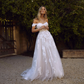 Off-the-Shoulder Boho Lace Beach Wedding Dress