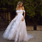Off-the-Shoulder Boho Lace Beach Wedding Dress