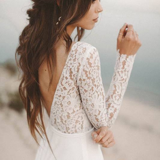 Flowy A-line V-Neck Chiffon Wedding Dress
