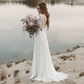 Flowy A-line V-Neck Chiffon Wedding Dress