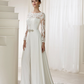 Long Sleeve Two Piece Jumpsuit Pants Lace Wedding Dress