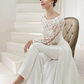Long Sleeve Two Piece Jumpsuit Pants Lace Wedding Dress