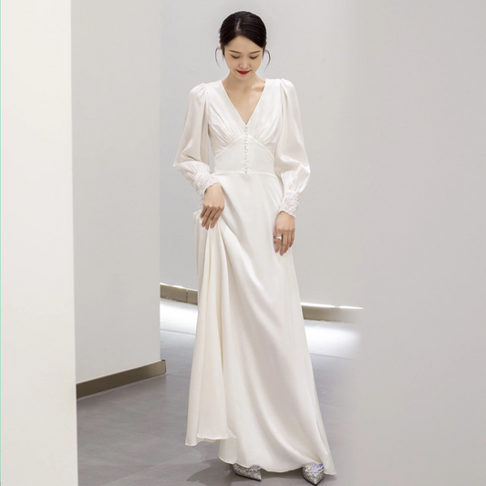 Elegant A-Line Long Sleeve Wedding Dress