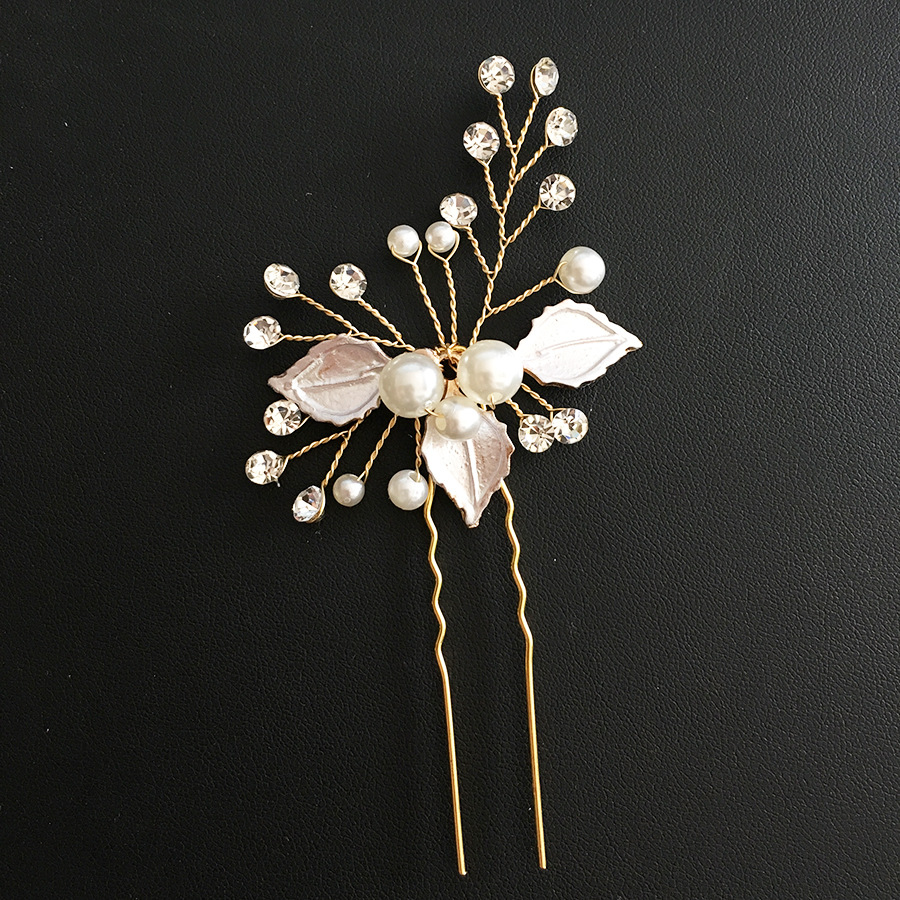 Ivory Leaves and Pearl Wedding Hair Pin