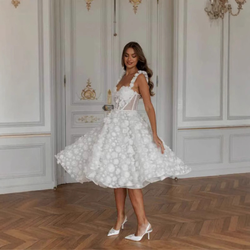 Sweetheart Neck Sleeveless A-Line Short Wedding Dress
