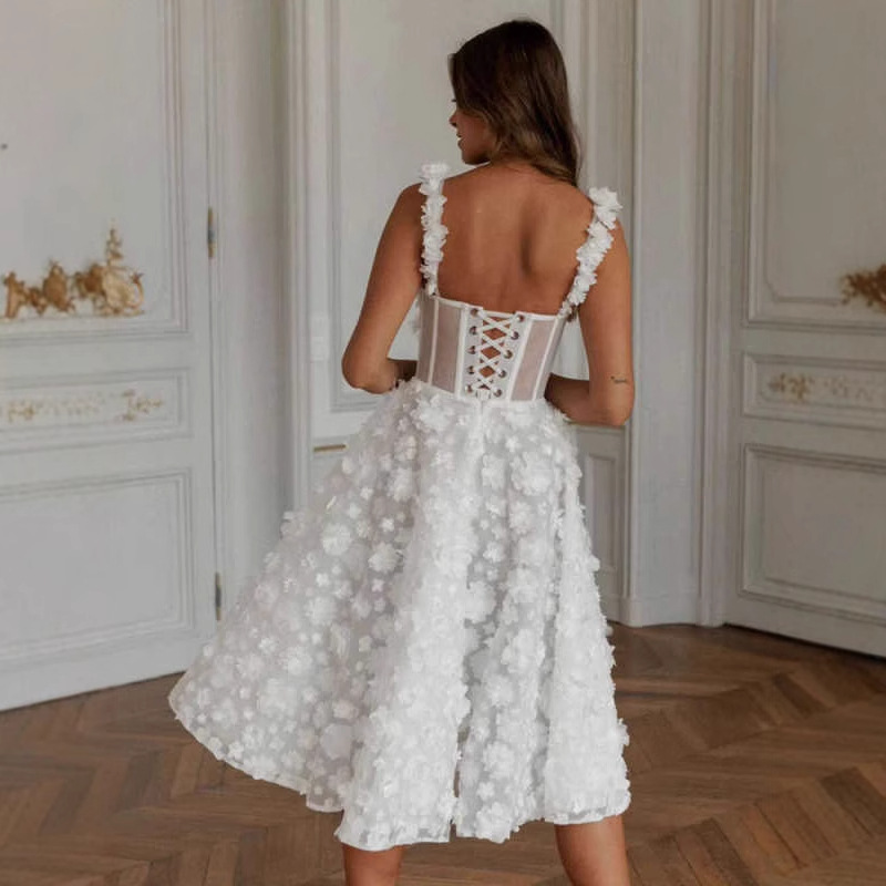 Sweetheart Neck Sleeveless A-Line Short Wedding Dress