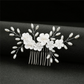 White Soft Pottery Flower and Wheat Pearl Hair Comb