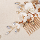 Gold and White Forest Style Bridal Hair Comb