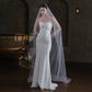 White Single Tier Rhinestone Detailing Bridal Veil With Hair Comb