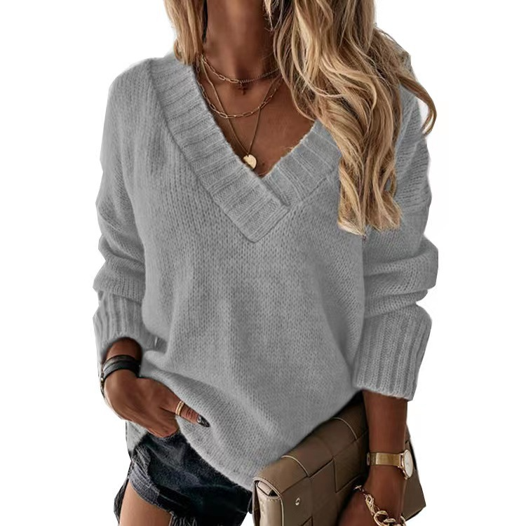 Pullover V-Neck Long Sleeves Sweater