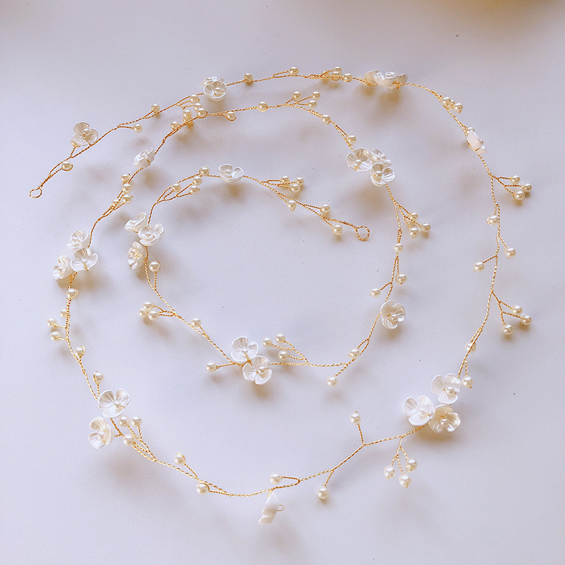 Letisha Ivory Flowers and Pearl Sprigs Wedding Hair Vine