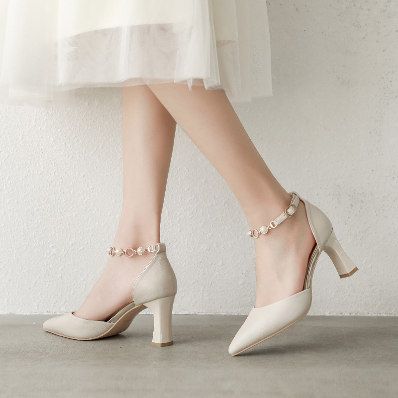 Perfect Bridal Pointed Toe Ankle Strap Kitten Heels