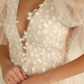 Short V-Neck Short Sleeves A-Line Wedding Dress