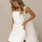 Square Neck Sleeveless Short Wedding Dress
