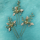 Gold Pearl Rhinestones and Leaves Hair Pin