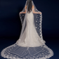 'Love Under the Moon' Trailing Lace Flower Extra Long Veil