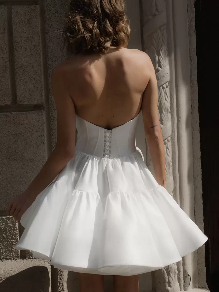 Strapless Sweetheart Neck Sleeveless Short Wedding Dress