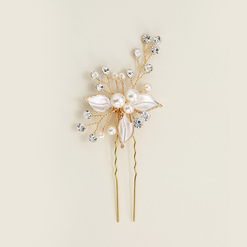 Ivory Leaf & Pearl Detailing U-Shaped Hair Comb