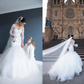 Trumpet White Sweetheart Off Shoulder Tulle Long Sleeves Wedding Dress