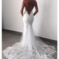 Mermaid Sweetheart Backless Lace Beach Wedding Dress