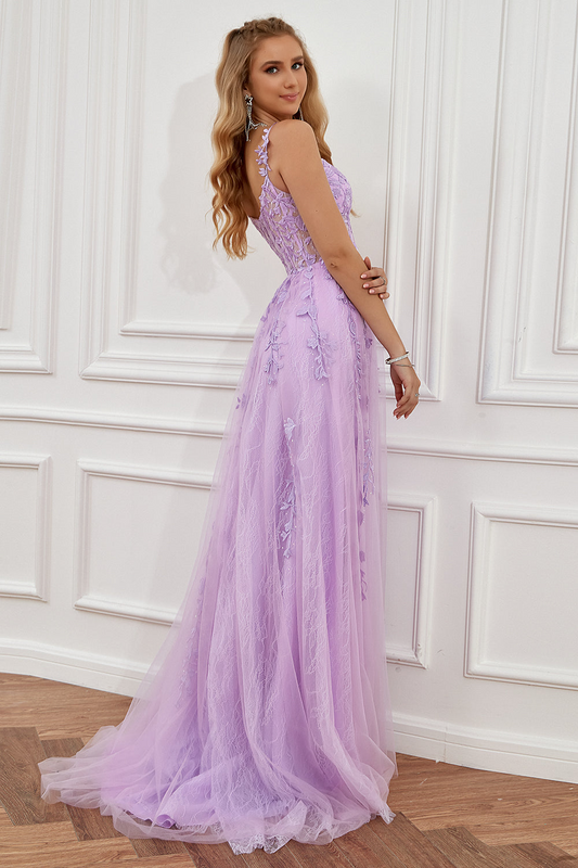 A Line Spaghetti Straps Prom Dress with Appliques