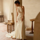 Backless Halter Column Wedding Dress With Silk Like Satin