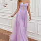 A Line Spaghetti Straps Prom Dress with Appliques