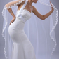 Chapel Style Single Tier Lace Embroidered Edge Bridal Veil