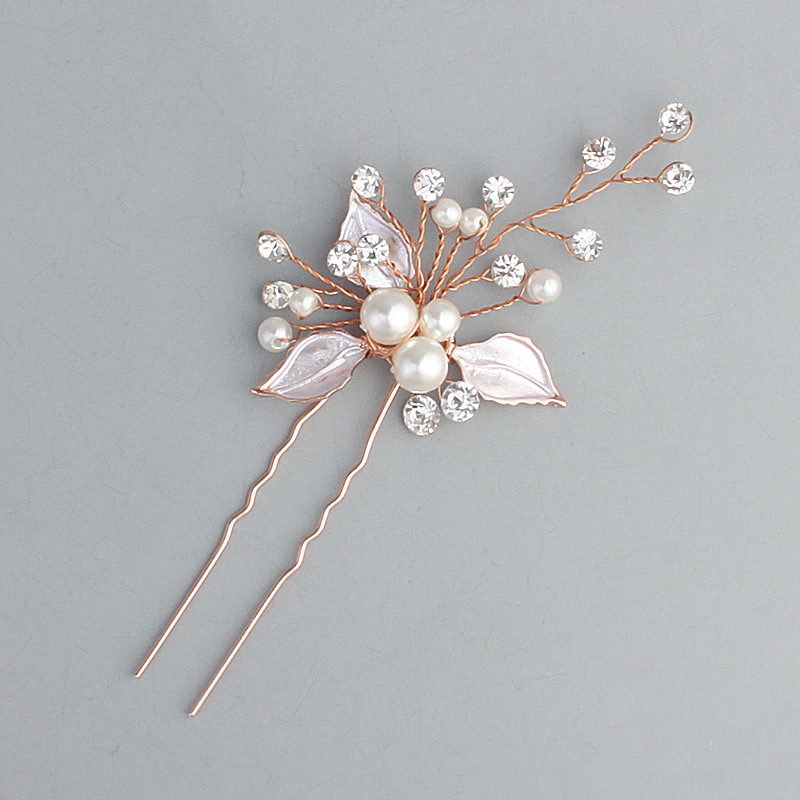 Ivory Leaf & Pearl Detailing U-Shaped Hair Comb