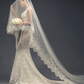 'Love Under the Moon' Trailing Lace Flower Extra Long Veil