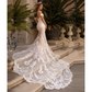 Sweetheart Short Sleeves Court Train Lace Wedding Dresses With Appliques Lace