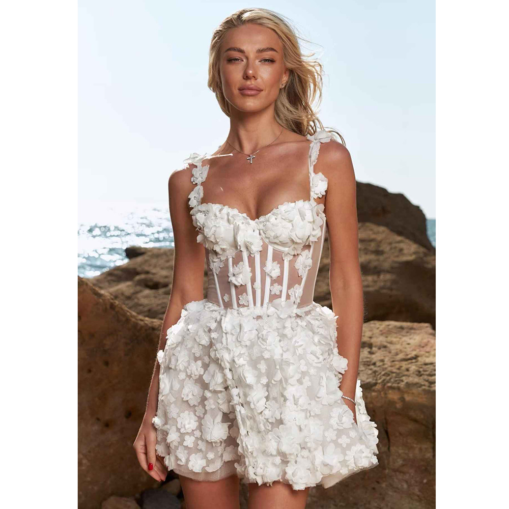 Sweetheart Neck Sleeveless Short Wedding Dress