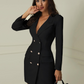 Double Breasted Long Sleeve Tuxedo Blazer Wrap Dress