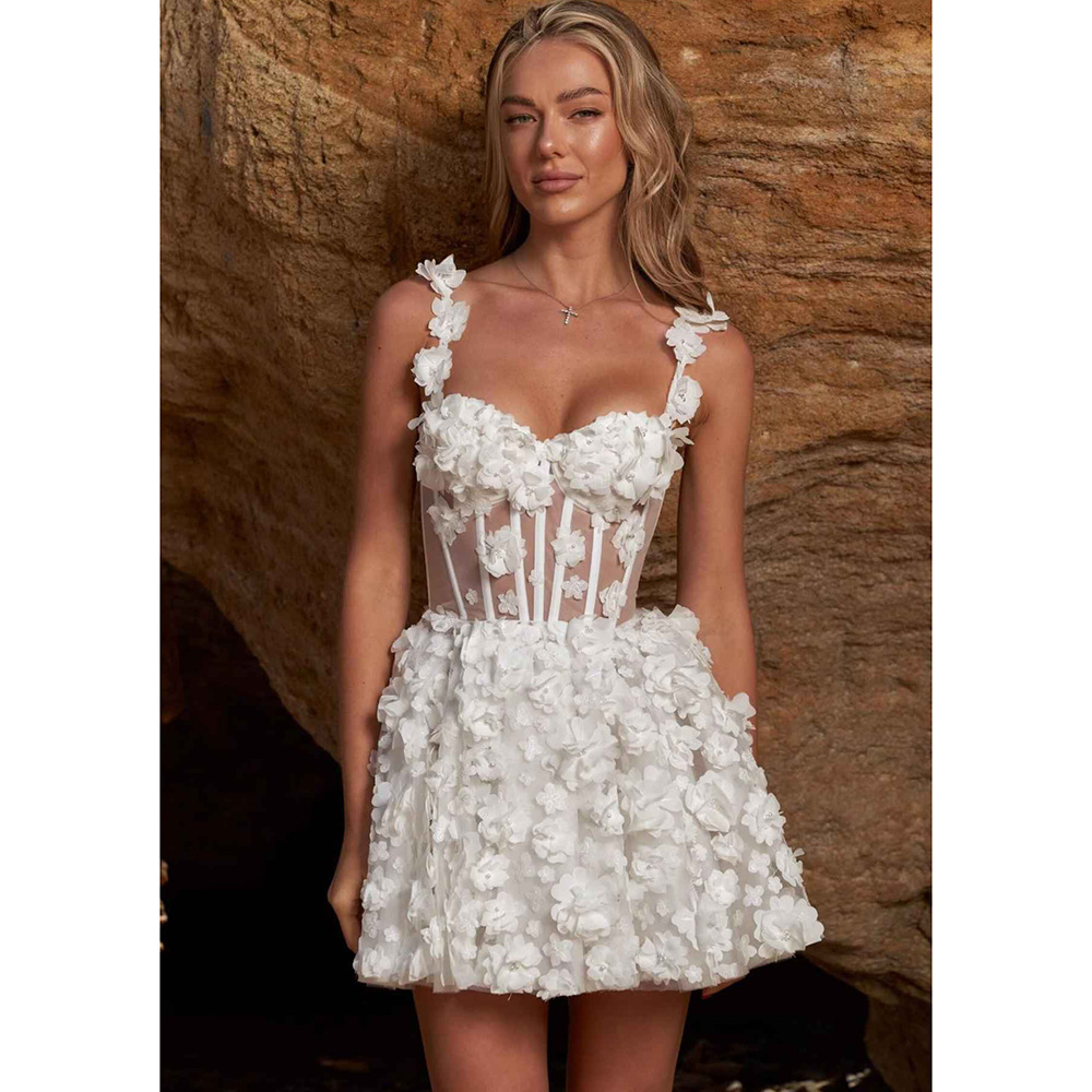 Sweetheart Neck Sleeveless Short Wedding Dress