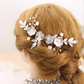 White Golden Leaves Forest Flowers Bridal Hair Comb