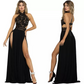 Lace Crewneck Sleeveless High-Slit Party Maxi Prom Dress