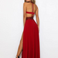 Lace Crewneck Sleeveless High-Slit Party Maxi Prom Dress