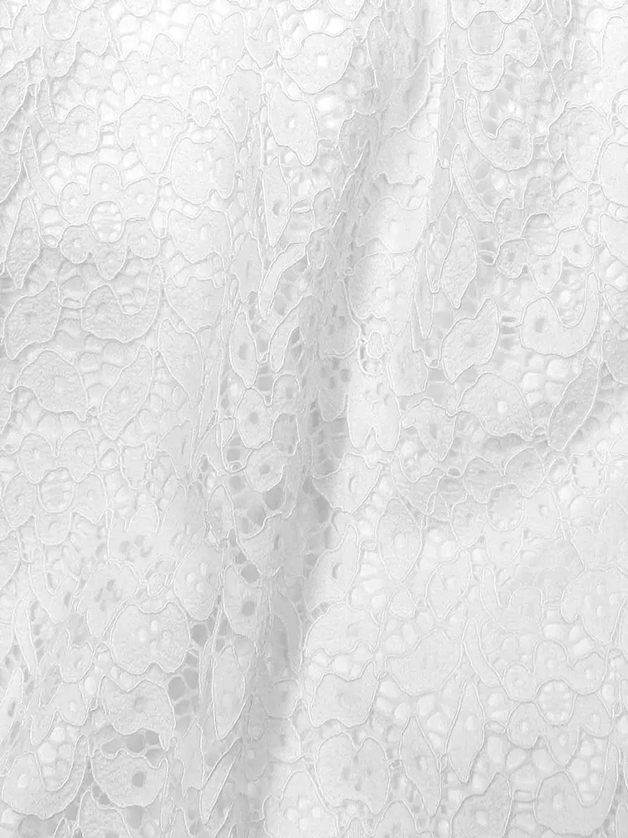 Jewel Neck Lace Cut Out Tea-Length Mini Wedding Dress