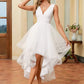 V-Neck Sleeveless A-Line Tulle Ankle-Length Bridal Dress