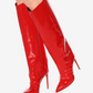 Bright Leather Point Toe Stiletto Heel Knee High Boots