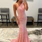 Oblique Shoulder Backless Mermaid Long Evening Dress