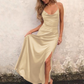 A-Line Spaghetti Straps Sleeveless Floor-Length With Ruffles Dress