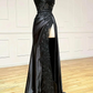 Black V Neck Sleeveless Long Slit Prom Dress